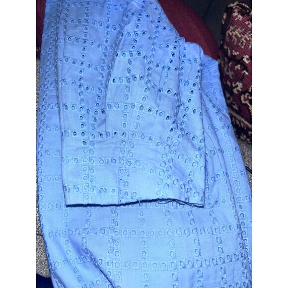 Neiman Marcus Blue Eyelet A-Line Dress Size 10 Lined V-Neck Classic Chic 💙 - Picture 8 of 8